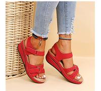 LUWAY Sandalias ortopédicas para Mujer, Alivio del Dolor en el pie, Sandalias ortopédicas con Soporte para el Arco, Sandalias de Playa Huecas con Boca de pez Plana,Rojo,US8/EU40