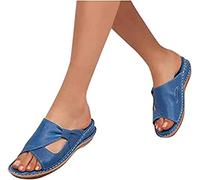 LUWAY Sandalias para Mujer, Sandalias ortopédicas con Corrector de Dedos del pie, Sandalias de corrección de Cuero PU de Verano con Plataforma, Zapatos para juanetes,Azul,US6/EU37