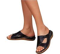 LUWAY Sandalias para Mujer, Sandalias ortopédicas con Corrector de Dedos del pie, Sandalias de corrección de Cuero PU de Verano con Plataforma, Zapatos para juanetes,Negro,US9/EU41