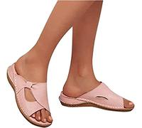 LUWAY Sandalias para Mujer, Sandalias ortopédicas con Corrector de Dedos del pie, Sandalias de corrección de Cuero PU de Verano con Plataforma, Zapatos para juanetes,Rosado,US8/EU40
