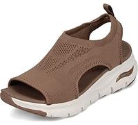 LUWAY Women's Comfy Knit Sports Sandals Summer Washable Slingback Orthopedic Slide Sport Sandals Lightweight Soft Casual Beach Sandals for Female Open Toe Walking Daily Dress,Marrón,US5/EU36