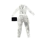 Luwecf 1/6 Chaqueta Corta, Pantalones de Trabajo y Conjunto de Traje en Miniatura de Tubo en Miniatura Conjunto de Moda Informal Liviana para una Figura de, Blanco Negro