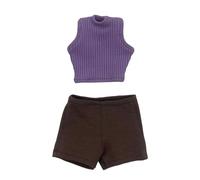Luwecf 2 Piezas Conjunto de Ropa Casual a Escala 1/6 con Camiseta Sin Mangas Y Pantalones Cortos de Verano Estilo Moderno Adecuado para Muñecas de 1, MarrÓn