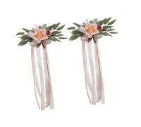 Luwecf 2 Piezas Decoración de Pasillo de Boda Arreglo Floral Artificial para Y Sillas Decoración con Cintas Largas Aptas para Nupcial Recepc, Pink 2pcs, tal como se describe