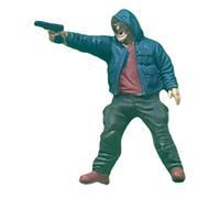 Luwecf 2 Piezas Miniatura Figurinilla Robber Figura Delincuente Gángster Modelo Resina Realista Indicado para Decoración Fotográfica Miniaturas, Llevando un Sombrero