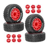 Luwecf 4 Piezas Neumáticos para Coche RC Ruedas para Todoterreno Componentes de Modelismo Neumáticos de Juguete con Diseño Robusto Adecuado para Escalada en, Rojo
