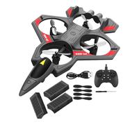 Luwecf Avión Teledirigido con Control Remoto Avión RC Modelo Planeador de Espuma Resistente Función de Giros 360 Grados Luces LED Operaci, Tres Guatas Negras