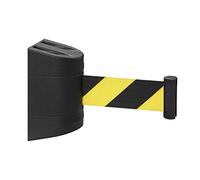 Luwecf Barrera de Pared Montada con Cinturón Telescópico Extensible Barrera de Control de Multitudes Montaje Fijo Bloqueo Automático en El Retractor Adecuada, 2m negro