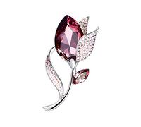 Luwecf Broche de Flor Elegante para Mujeres con Diseño Único Material de Aleación Resistente Y Brillante Decoración de Prendas Y Accesorios Adecuado para Fie, Rojo
