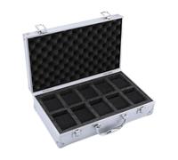 Luwecf Caja almacenamiento para maleta relojes, resistente, portátil, a prueba golpes e impermeable, con espuma rígida para hombres y mujeres, Plata, 10 Ranuras
