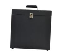 Luwecf Caja Organizadora de Vinilos Caja de Almacenamiento de Discos Estuche con Tapa Y Manija de PU Organizador de Álbumes Evita El Polvo Y Extravío Adecuad, Negro