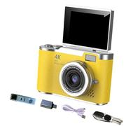 Luwecf Cámara Digital 4K de 48MP con Pantalla Giratoria Digital 8X Y Flash Incluido Compacta con Modo Belleza Adecuada para Principiantes Estudiantes Ad, Amarillo