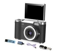 Luwecf Cámara Digital 4K de 48MP con Pantalla Giratoria Digital 8X Y Flash Incluido Compacta con Modo Belleza Adecuada para Principiantes Estudiantes Ad, Negro
