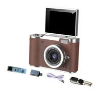 Luwecf Cámara Digital 4K de 48MP con Pantalla Giratoria Digital 8X Y Flash Incluido Compacta con Modo Belleza Adecuada para Principiantes Estudiantes Ad, MarrÓn
