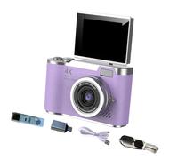 Luwecf Cámara Digital 4K de 48MP con Pantalla Giratoria Digital 8X Y Flash Incluido Compacta con Modo Belleza Adecuada para Principiantes Estudiantes Ad, PÚrpura