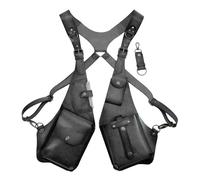 Luwecf de Hombro Bajo en Cuero Sintético con Doble Correa Bolsillos para Móvil Y Accesorios Retro Adecuada para Oficina Desplazamientos Fi, negro