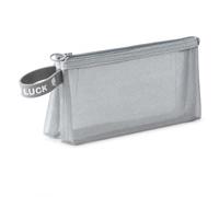 Luwecf Estuche Transparente 3 Compartimentos, Compartimento Central, Estuche Estudiante, Presentaciones Orales, para oficinistas, Gris Claro, Gris, Capacidad para 50 bolígrafos