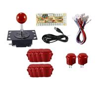 Luwecf Joystick Arcade con Kit DIY para Controlador Personalizado Tablero USB Codificador Botones Pulsadores Encajables Cables de Conexión Adecuado para, Rojo