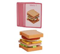 Luwecf Juguete Apilable de Sándwich de Madera Favorece Desarrollo Motriz Bloques Didácticos de Alimentos Juguete Educativo Apilable de Hamburguesa Promueve C, Sándwich