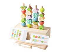 Luwecf Juguete de Enhebrar Perlas Apilable Juego Sensorial con de Madera Secuencia Y Clasifica Formas Fomenta La Coordinación Y Concentración Adecuad, Style B