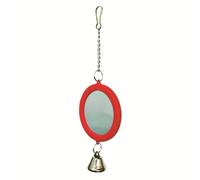 Luwecf Juguete Espejo Pájaro con Campana para Jaula Agapornis y Aves Pequeñas, Rojo, Espejo Redondo