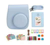 Luwecf Kit Accesorios para cámara instantánea: Bolsa para cámara, Divertida, Sencilla, práctica, Creativa, con Pegatinas DIY y Correa para el Hombro, Azul Claro