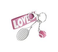 Luwecf Llavero con Anillo Y Colgante de Raqueta Corta de Pelota Creativa Cinta Palabra Amor Material Adecuado para Niños Deportistas Y Regal, Rosado