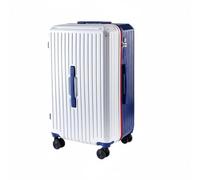 Luwecf Maleta con Ruedas Maleta Trolley Equipaje de Viaje Carcasa Rígida Ruedas Giratorias Silenciosas y Cierre con Soporte para Teléfono y Portavasos, Blanco-Azul, 22 Pulgadas