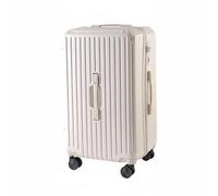 Luwecf Maleta con Ruedas Maleta Trolley Equipaje de Viaje Carcasa Rígida Ruedas Giratorias Silenciosas y Cierre con Soporte para Teléfono y Portavasos, Blanco, 26 Pulgadas