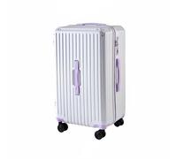 Luwecf Maleta con Ruedas Maleta Trolley Equipaje de Viaje Carcasa Rígida Ruedas Giratorias Silenciosas y Cierre con Soporte para Teléfono y Portavasos, Blanco-Morado, 20 Pulgadas