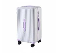 Luwecf Maleta con Ruedas Maleta Trolley Equipaje de Viaje Carcasa Rígida Ruedas Giratorias Silenciosas y Cierre con Soporte para Teléfono y Portavasos, Blanco-Morado, 28 Pulgadas