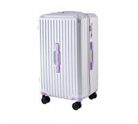 Luwecf Maleta con Ruedas Maleta Trolley Equipaje de Viaje Carcasa Rígida Ruedas Giratorias Silenciosas y Cierre con Soporte para Teléfono y Portavasos, Blanco-Morado, 30 Pulgadas