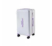 Luwecf Maleta con Ruedas Maleta Trolley Equipaje de Viaje Carcasa Rígida Ruedas Giratorias Silenciosas y Cierre con Soporte para Teléfono y Portavasos, Blanco-Morado, 26 Pulg