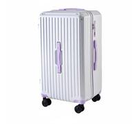 Luwecf Maleta con Ruedas Maleta Trolley Equipaje de Viaje Carcasa Rígida Ruedas Giratorias Silenciosas y Cierre con Soporte para Teléfono y Portavasos, Blanco+Violeta, 24 Pulgadas