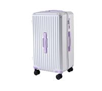 Luwecf Maleta con Ruedas Maleta Trolley Equipaje de Viaje Carcasa Rígida Ruedas Giratorias Silenciosas y Cierre con Soporte para Teléfono y Portavasos, Blanco+Purpura, 22 Pulgadas