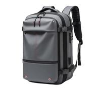 Luwecf Mochila de Viaje de Compresión Mochila Maleta Bolso Equipaje con de Vacío de un Botón Expansión 56-75L y Separación Seco-húmedo Apta para Trabajo, Gris, Gris, 19 Pulgadas