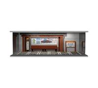 Luwecf Modelo Carro Vitrina Expositor con Iluminación para Escala 1/64 Estuche Coleccionable de Acrílico Cubierta a Prueba de Polvo Y Estacionamiento Simulac, Tema de La Parada de Autobús