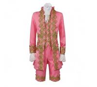 Luwecf Príncipe Disfraz Traje Medieval Ropa Histórico con Bordados y Tela Ligera de Poliéster Adecuado para Carnavales Fiestas Temáticas Actuaciones de Personajes, Rosa, XS