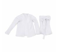 Luwecf Ropa para Muñeca Mujer Vestido Abrigo Traje con Silueta Palabra de Frente con Lazo Bajo Corto Costuras Limpias Fácil Articulación Adecuada para Vitrinas Fotografía Coleccionistas , Blanco