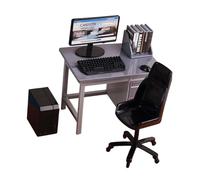 Luwecf Set de Muebles en Miniatura Escala 1 12 con Mesa de Ordenador Silla de Oficina Teclado Y Organizador Modelo Detallado Adecuado para Decorar Salas de E, Gris
