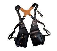 Luwecf Shoulder Harness Case para Hombres Y Mujeres Estilo Steampunk Vintage Bolso Bajo Doble Compartimento Cartera Y Cinturón Multifunción PU Cuero, Negro