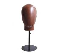 Luwecf Soporte para Pelucas Stand de Peluca Maniquí de Cabeza Base Redonda Poste de Metal Altura Ajustable Material Fibra de Vidrio Metal Uso Diario Adecuado , Madera Con Base Negra