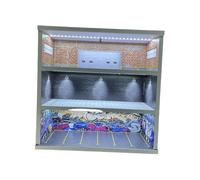 Luwecf Vitrina para Coches de Modelo Diorama de Garaje Expositor Antipolvo Caja de Colección con Escena de Depósito Iluminada Adecuado para Decoración de Mi, Estilo a