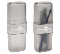 LUWOO Paquete de 2 fundas portátiles para cepillo de dientes de viaje, taza para cepillo de dientes de viaje, cubierta protectora ligera para cepillo de dientes eléctrico, caja de almacenamiento de