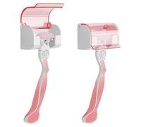 LUWOO Paquete de 2 soportes para maquinilla de afeitar con cubierta para pared de ducha, soporte autoadhesivo para maquinilla de afeitar, ganchos de plástico compatibles con Fusion 5 Proglide, Mach 3