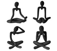 LUWOO Paquete de 4 estatuas de pensador de plástico, decoración de esculturas de estilo abstracto, estantería, figuras artísticas de escritorio, decoración para oficina, hogar (negro)