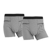 LUWOO Ropa Interior para Hombres con Cremallera, Travel Boxer Brief, tamaño Medio 2 Paquetes (Gris)