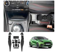 LUWU Compatible con Ford Puma ST Line 2020-2024 Alfombrillas de goma para consola central, alfombrillas antideslizantes para bebidas, alfombrilla para ranuras de puerta, caja de almacenamiento,