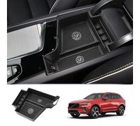 LUWU Compatible con Volvo XC60 XC90 V60 S60 V90 S90 2018-2024 2025 Consola Central Caja de Almacenamiento Guantera Bandeja Organizador con Alfombrilla Antideslizante XC60 XC90 Accesorios (Negro)