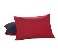 Lux Hotel Bedding Reversible Microfiber Sham, Standard/Queen, Navy/Red, 2-Pack